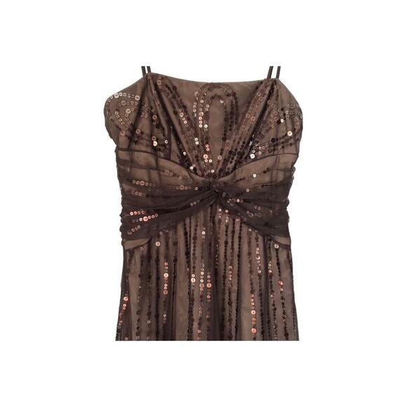 Eliza J Womens Dress Size 4 Brown Sleeveless Sequin Embroidered Empire Waist - Picture 3 of 11